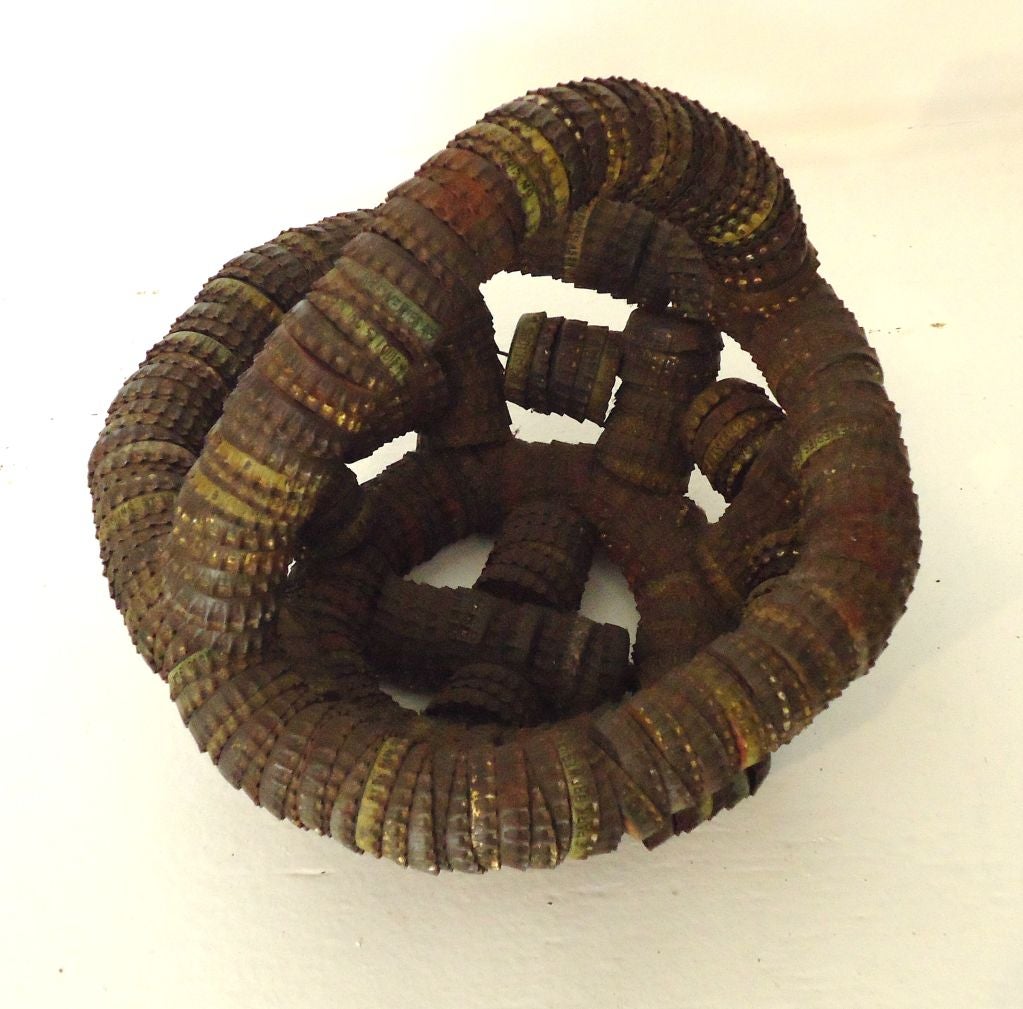 Early & Folky  20thc Bottle Cap Art Small Basket