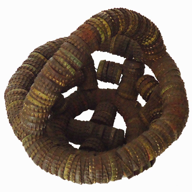 Early 
Folky  20thc Bottle Cap Art Small Basket