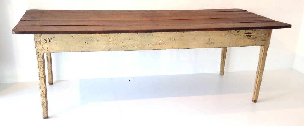 Early Large 19thc Original Painted Harvest Table