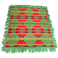 Early Wool Fringed Pendleton Indian Design  Blanket Dated 1909 W/ Original Label