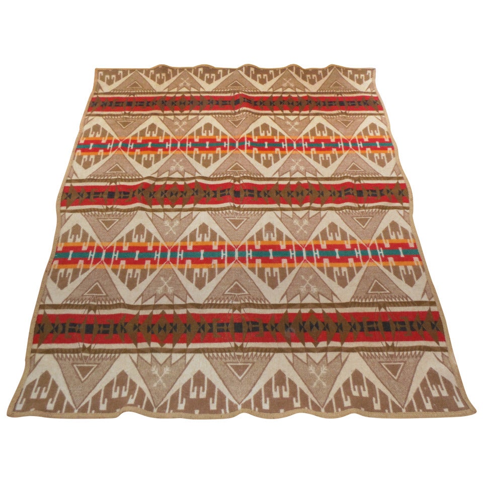 Early Wool Pendleton Cayuse Indian Design Camp  Blanket