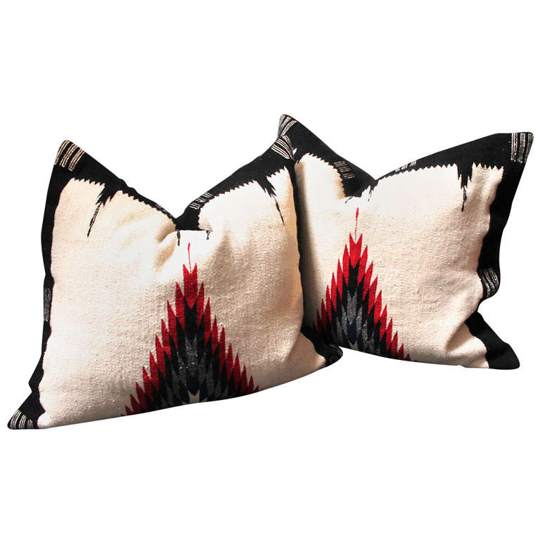 Early Navajo Indian Weaving Pillows In Eye Dazzler Pattern at 1stdibs