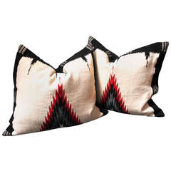 Early Navajo Indian Weaving Pillows In Eye Dazzler Pattern