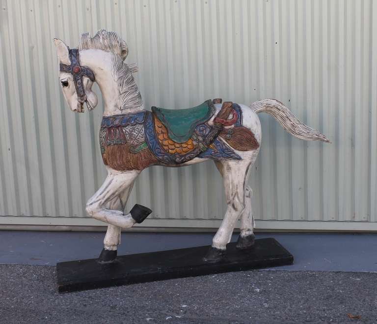 Hand-Carved 20thc   Century Painted &  Mounted  Carousel Horse