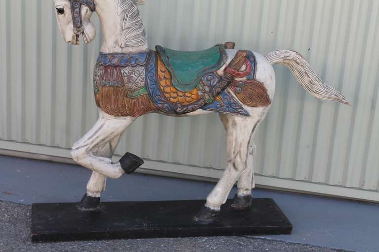 20th Century 20thc   Century Painted &  Mounted  Carousel Horse