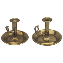 Pair of 19th Century Brass Push-Up Candleholders