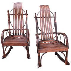 Antique Pair of Matching Amish Bentwood Rocking Chairs
