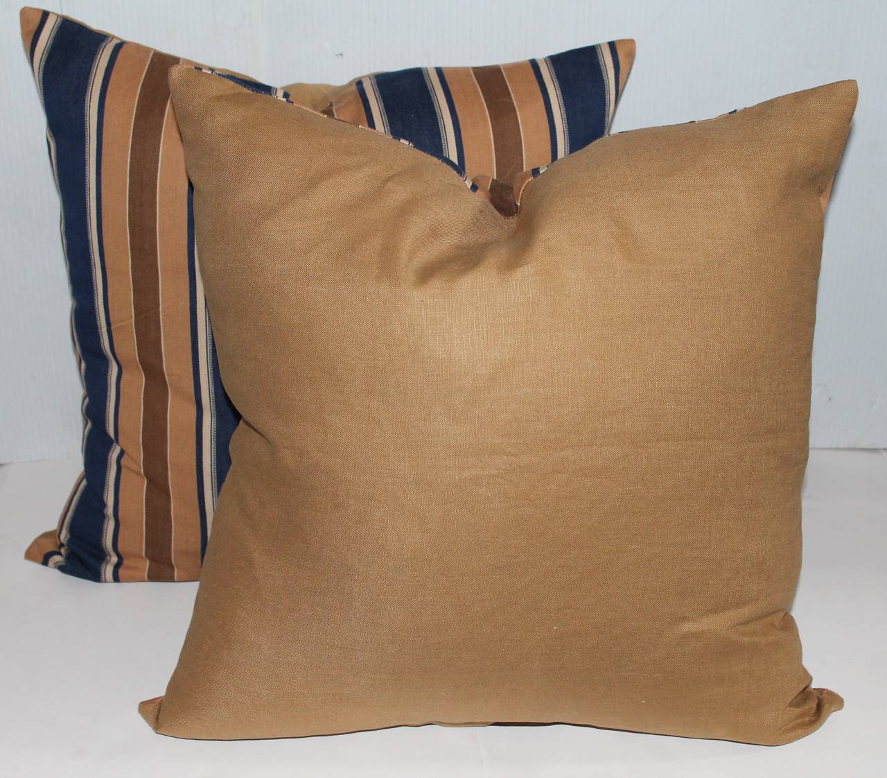 Country Pair of Vintage Ticking Pillows
