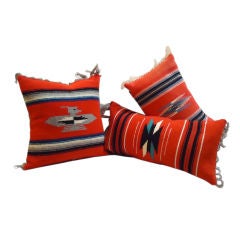 Vintage 20thc Mexican Indian Chimayo Weaving Pillows (3)