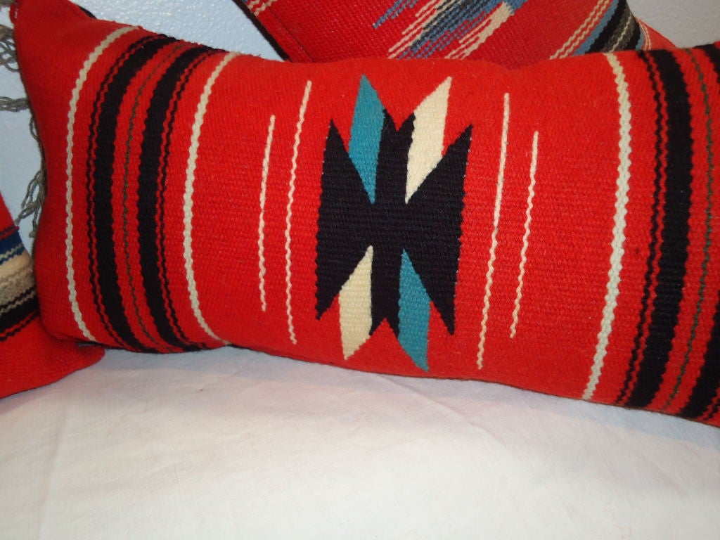 Mid-20th Century 20thc Mexican Indian Chimayo Weaving Pillows (3)