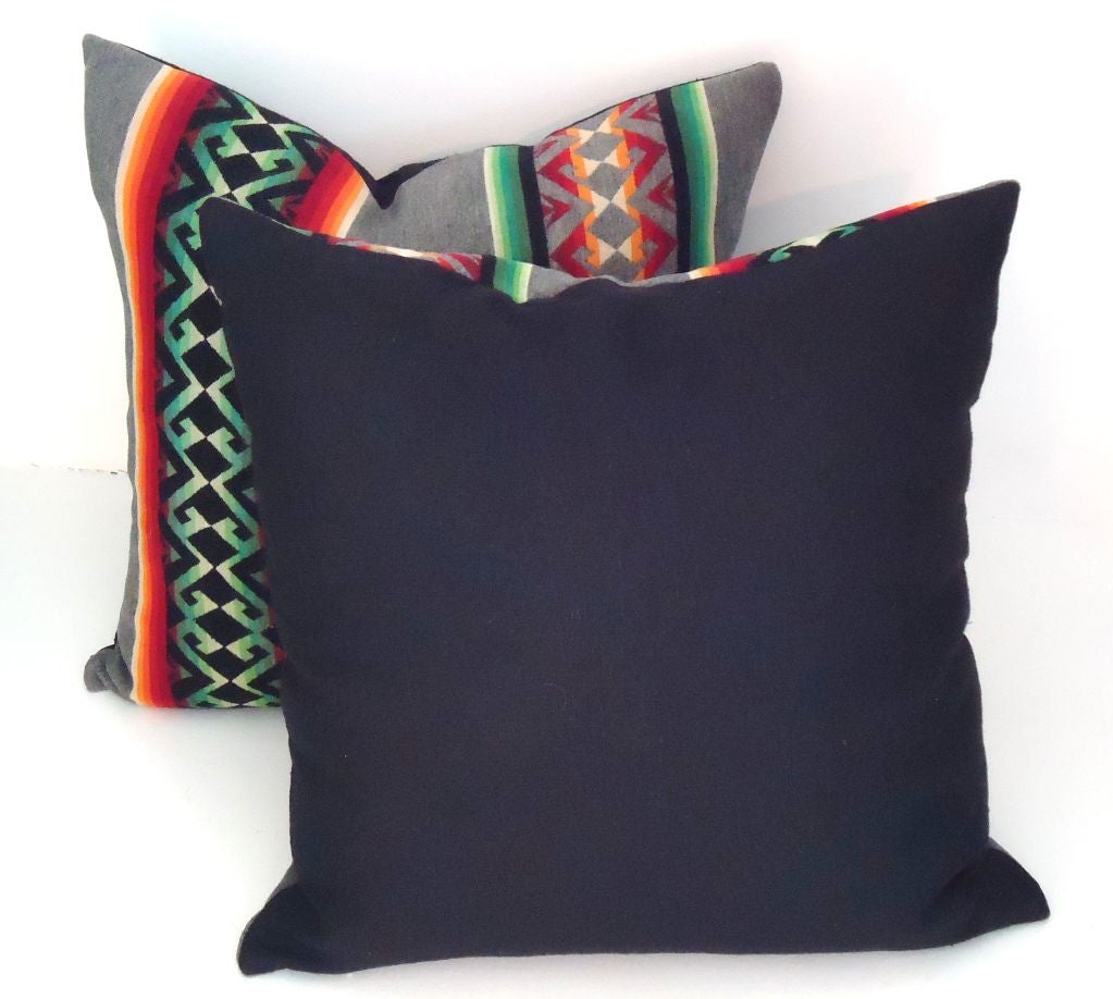 American 1930's Pendleton Blanket Striped Indian Design Pillows