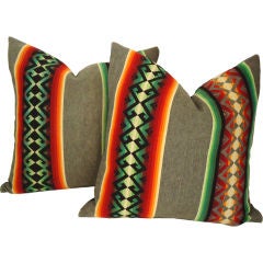 Used 1930's Pendleton Blanket Striped Indian Design Pillows