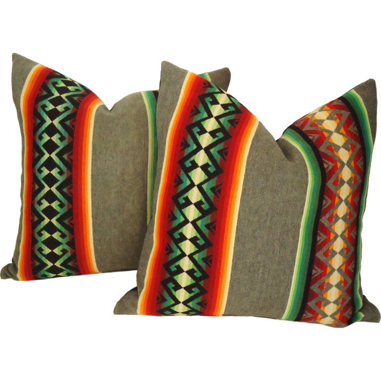 1930's Pendleton Blanket Striped Indian Design Pillows