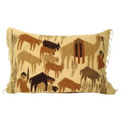 Fantastic Pictorial Mexican Indian Weaving Bolster Pillow