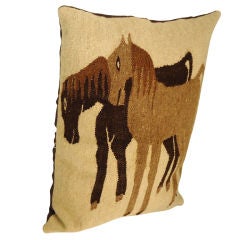 Indian  Hand Woven Saddle Blanket - Folky Horses Pillow