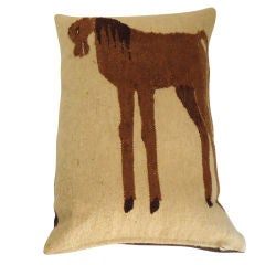 Used Folky Single Horse Indian Weaving Pillow