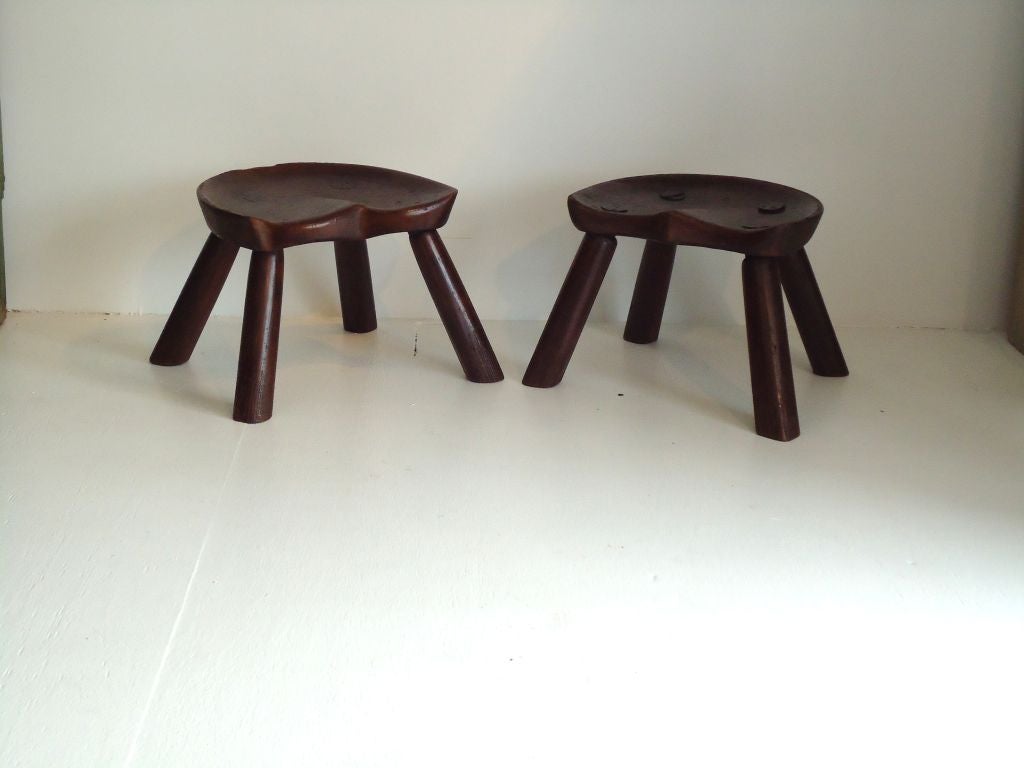 American Pair Of 19thc Rustic Saddle Seat Stools