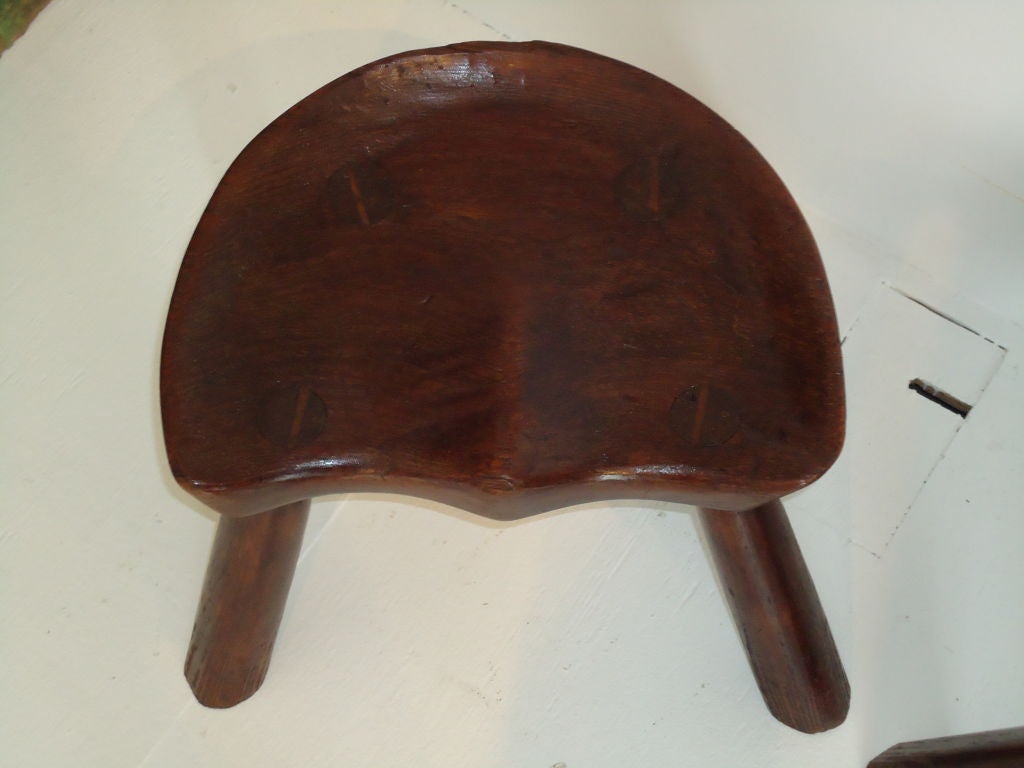 19th Century Pair Of 19thc Rustic Saddle Seat Stools