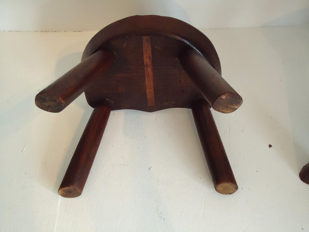 Pair Of 19thc Rustic Saddle Seat Stools 1