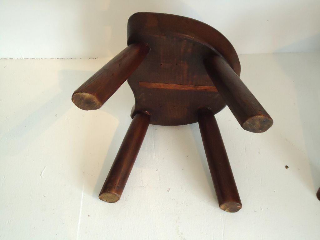Pair Of 19thc Rustic Saddle Seat Stools 2