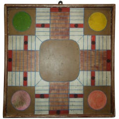 Antique Rare 19thc New England  Original Painted Parchesse/gameboard