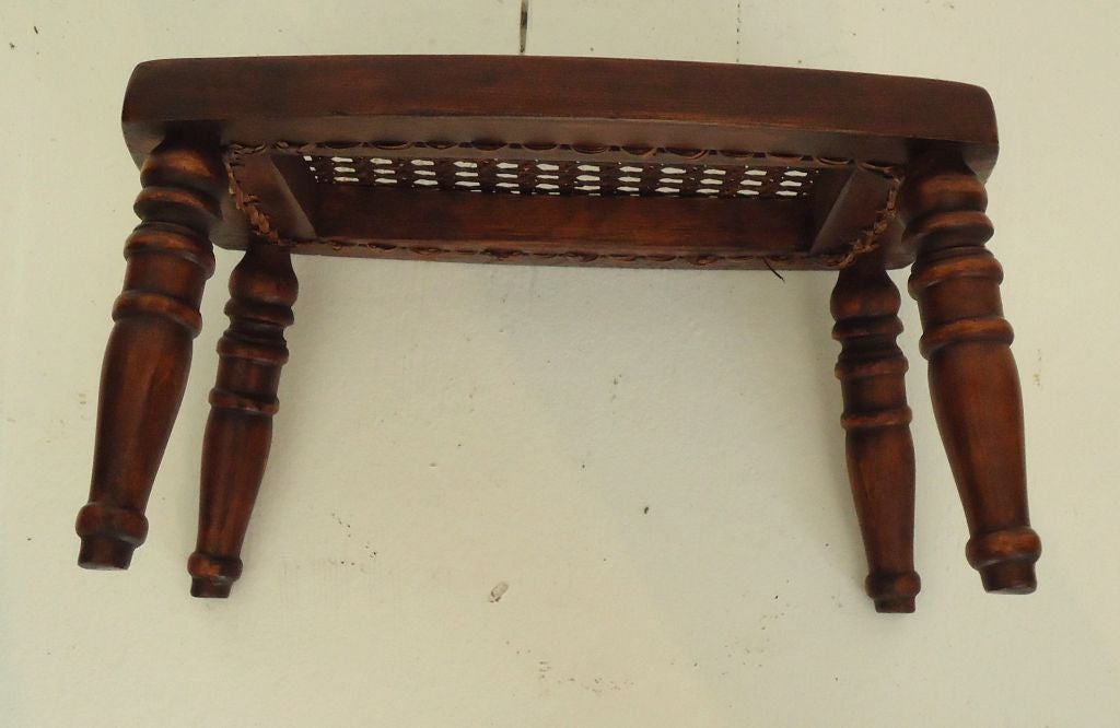 American 19THC OAK CANE SEAT SMALL FOOT STOOL