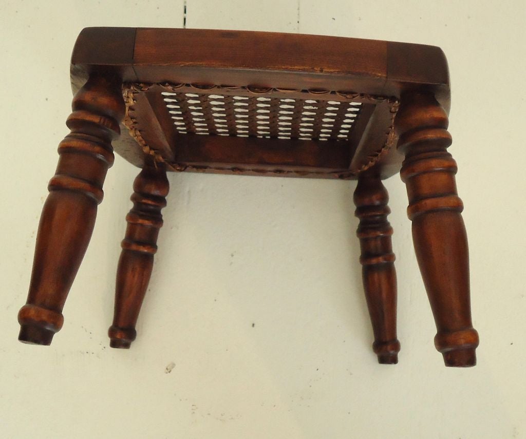 Oak 19THC OAK CANE SEAT SMALL FOOT STOOL