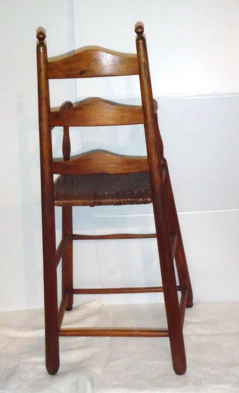 Hickory Fantastic 19th Century Childs Ladderback Height Chair from New England For Sale