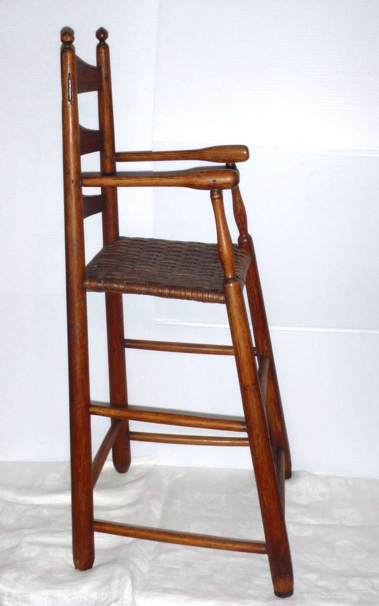 Fantastic 19th Century Childs Ladderback Height Chair from New England For Sale 1