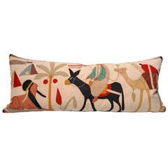 Amazing  Early 19thc Pictorial Egyptian Bolster Pillow