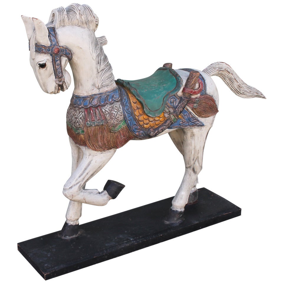 20thc   Century Painted &  Mounted  Carousel Horse