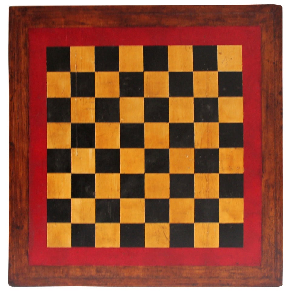 Monumental Early 20th Century Original Painted Game Board