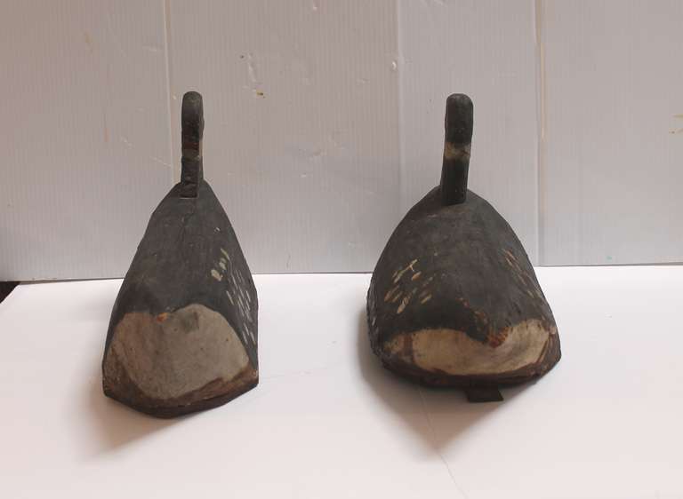 Pair of Hand Carved and Painted 19th Century Folky Decoys 1