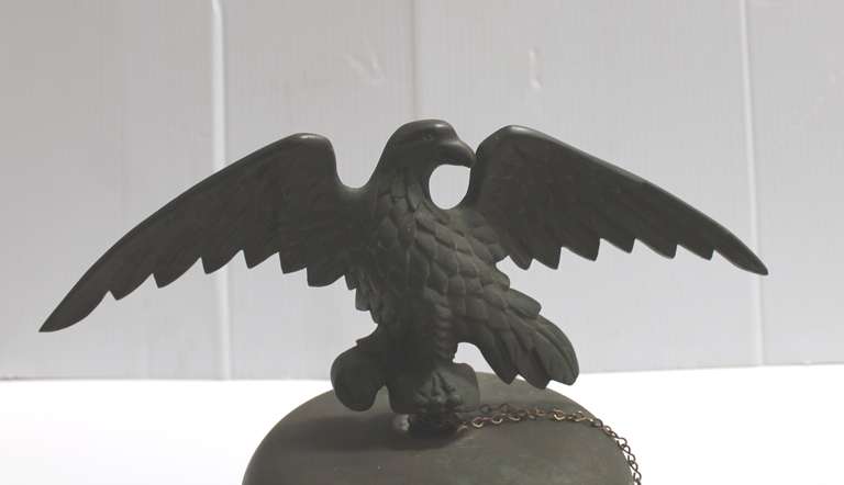 19th Century Large Bell on Iron Base with Bronze Eagle on Top 4