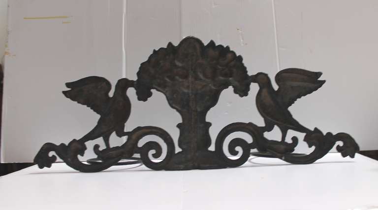 19th Century Iron Wall Mount Planter with Birds and Urn 2