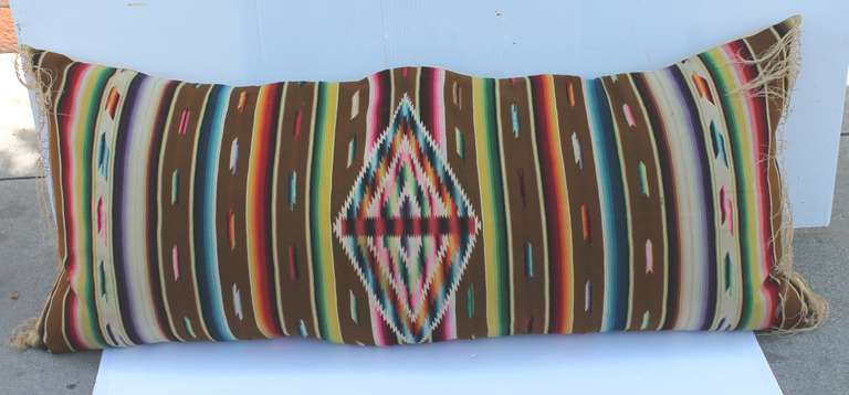 American Early Mexican Serape Bolster Pillow