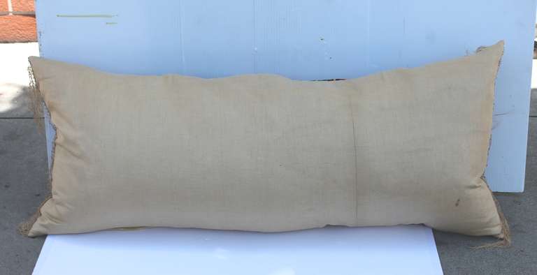 Early Mexican Serape Bolster Pillow In Excellent Condition In Los Angeles, CA