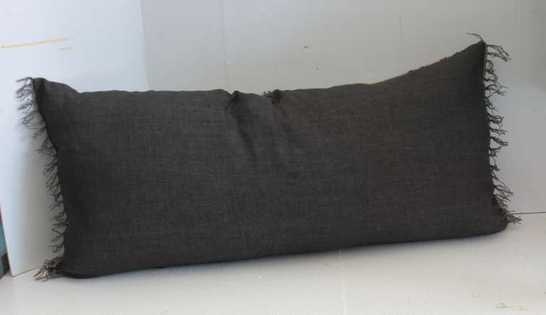 Woven Grey Ground Mexican Serape Bolster Pillow