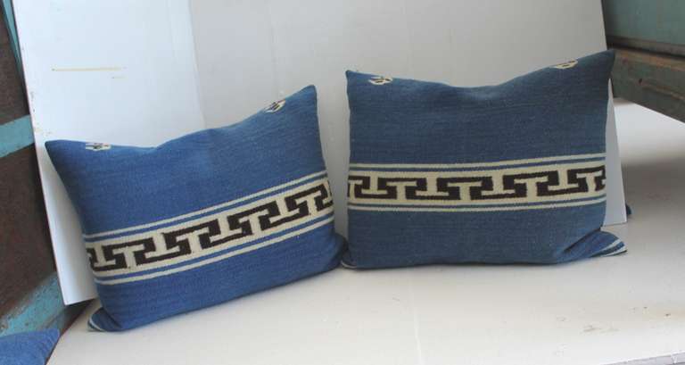 American Group of Three  Texcoco  Mexican Indian Weaving Bolster Pillows