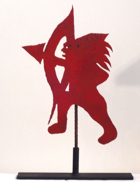 Folky & Early 20thc Original Red Painted Indian  Weathervane