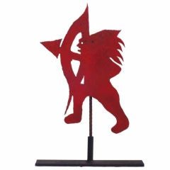 Folky & Early 20thc Original Red Painted Indian  Weathervane