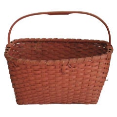 Antique 19thc New England Original Painted Handled Basket