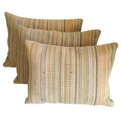 Woven Pastel Rag Rug Pillows W/linen Backing