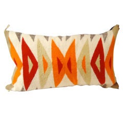 Vintage Geometric Navajo Weaving Bolster/pillow W/linen Back
