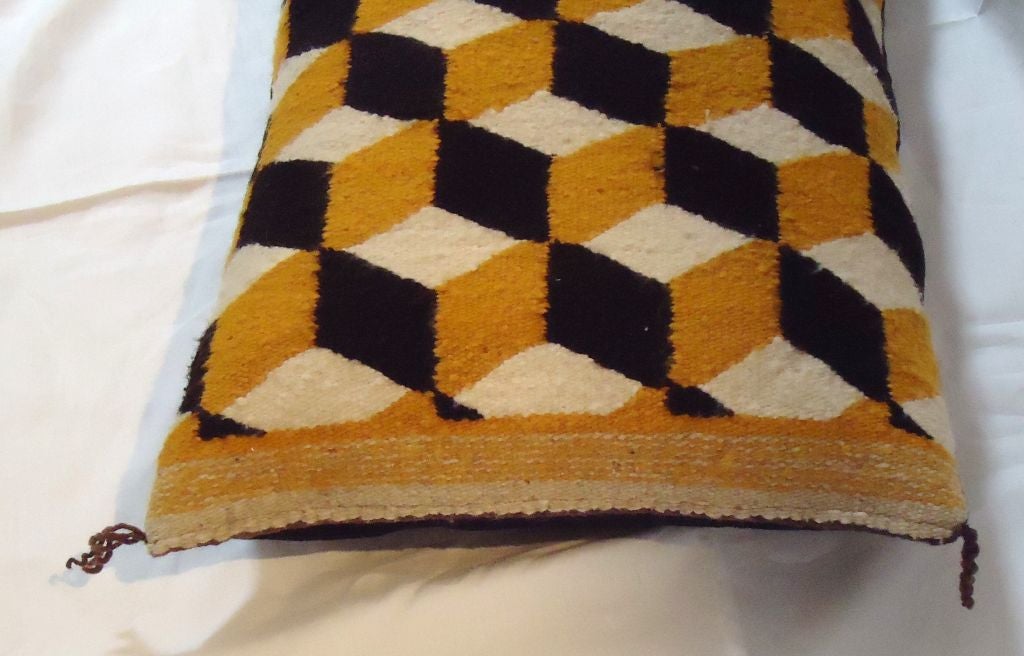 Wool Folky & Geometric Navajo Weaving Tumbling Blocks Pillow