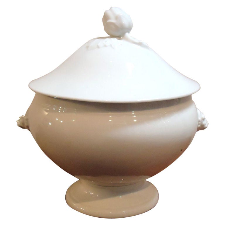 19thc Large Ironstone Round Covered Serving Dish W/lid at 1stdibs