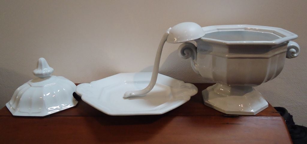 large soup tureen with lid and ladle