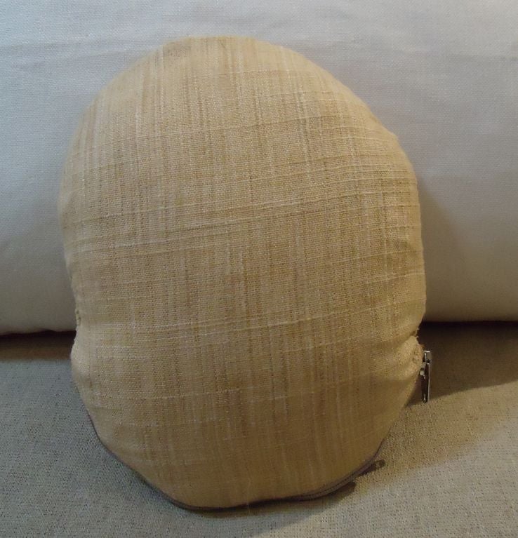 Fantastic Folky 1940's  Hand Hooked Rug Pillow W/linen Back 1