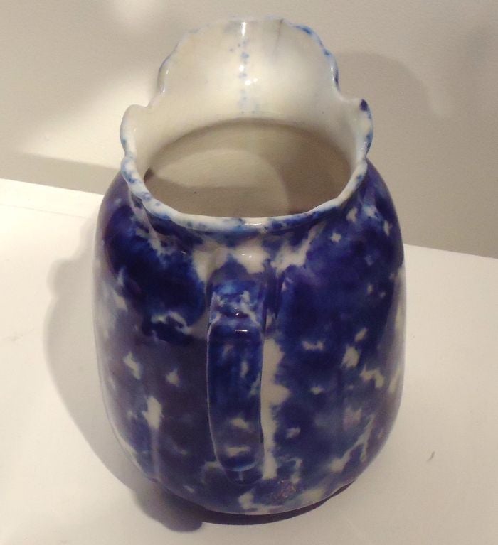 Pottery 19thc Rare Spongeware Milk Pitcher
