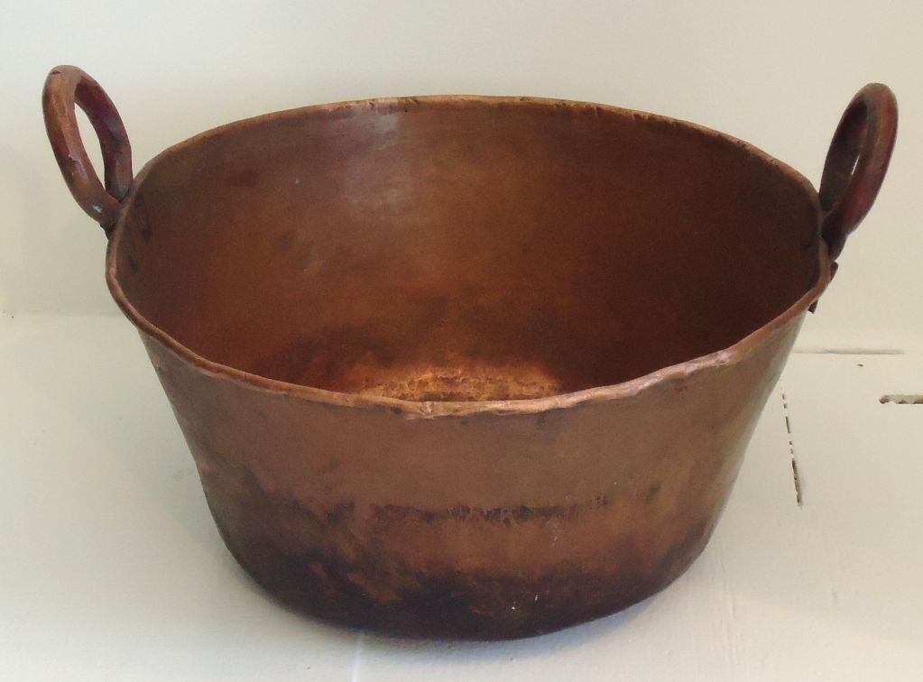 19thc Copper Kettle With Double Handles